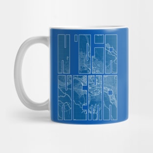 N'Djamena, Chad Map Typography - Blueprint Mug